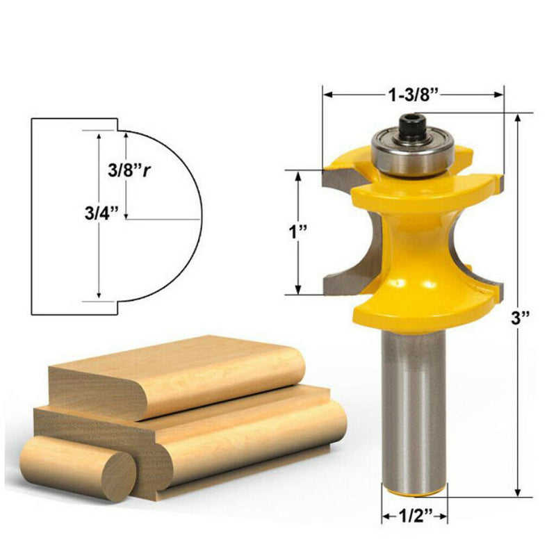 4pc 1/2" Round Shank 3/8,3/4,1/2,5/8" Cutting Dia Beading Router Bit Cutter