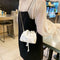 Lace Flower Print Shoulder Handbags Women Drawstring Crossbody Bags (White)