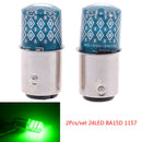 2Pcs/set BA15D 1157 24LED 1157 Blue Silicone Brake Steering Flash Car Light -OZ