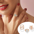3pcs Simple Geometric Rhinestone Knuckle Ring Women Wedding Jewelry Gift A
