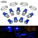 13Pcs Car Blue Light Interior LED Lights For Dome License Plate Lamp 12V Kit 3C