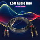 Dual 1/4 Mono Male to 2 RCA Male Adapter Cable Cord for Mixer Amplifier 1.5m