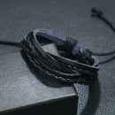 Retro Weave Cowhide Leather Rope Bracelet Ethnic Charm Bangle Men Jewelry