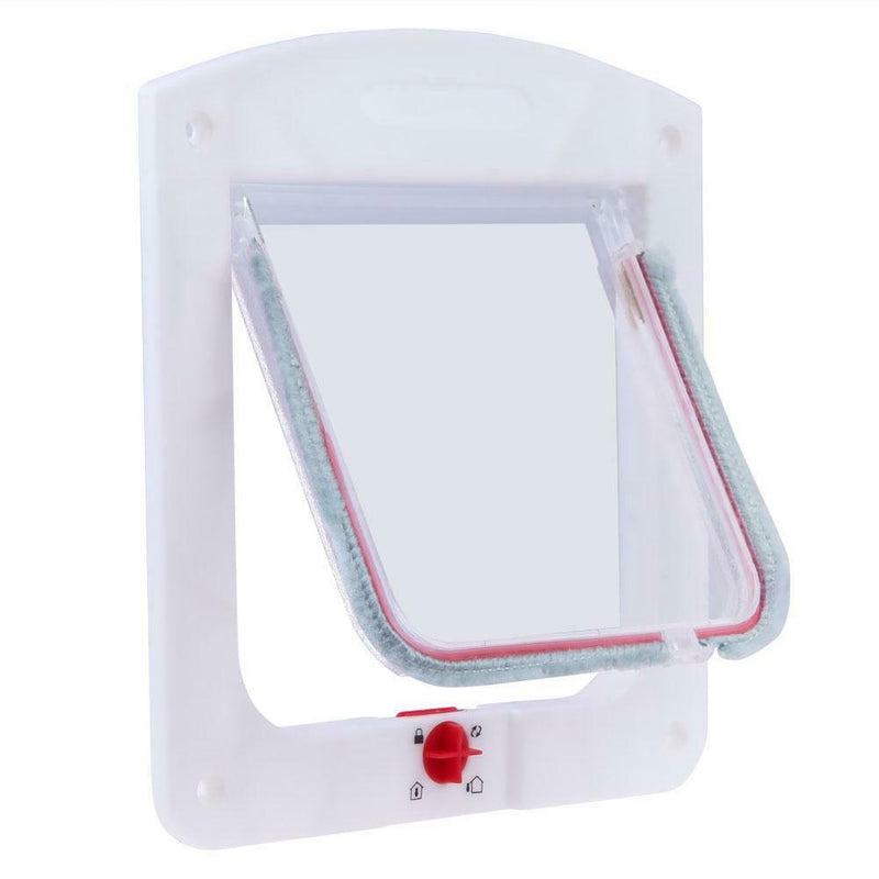 Lockable Cat Flap Door Kitten Dog Pet Lock Suitable for Any Wall White A