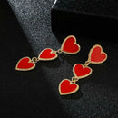 Elegant Red Love Heart Dangles Earrings Pendant Sweet Ear Drop for Women Jewelry