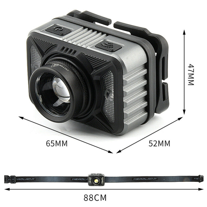 Waterproof XHP50 Zoom LED Headlight Fishing Torch Head Lamp for Outdoor Hiking