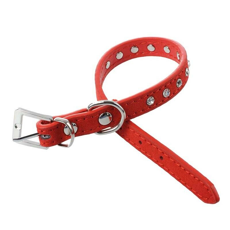 Red PU Leather Dogs Cats Pets Puppy Neck Safety Collars XS