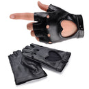 Women Punk Leather Driving Biker Fingerless Mittens Dance Motorcycle Gloves OZ