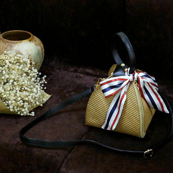 Chic Women Straw Handwoven Convertible Tote Crossbody Shoulder Bag N5X3