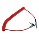 3.5mm (1/8") M-M Coiled Audio Cable Wire Headphone Aux Input Flex red