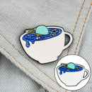 Cartoon Planet Brooch Enamel Planet Cup Pins Collar Badge Fashion Jewelry Deluxe
