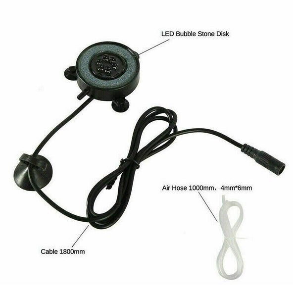 Aquarium Fish Tank Air Curtain Bubble Stone Disk with 7 Multi-color LED Light