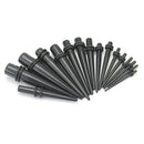 16Pcs Mix Sizes Ear Taper Earplug Set Taper Expanders Stretchers Black A MGW