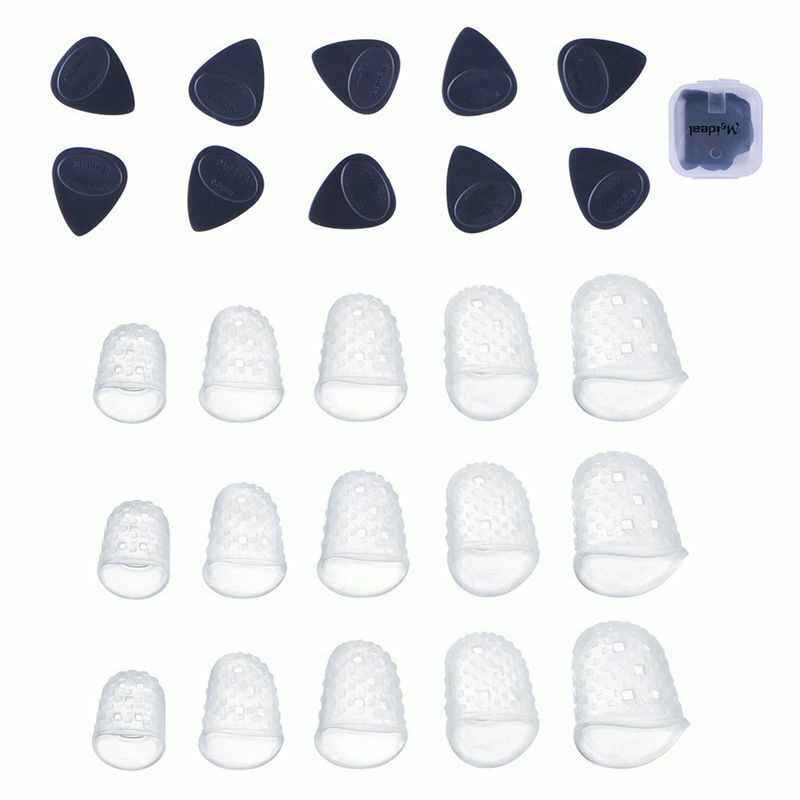 Meideal 15 pcs Clear Guitar Fingertip Protectors in 5 Sizes Silicone for Gu