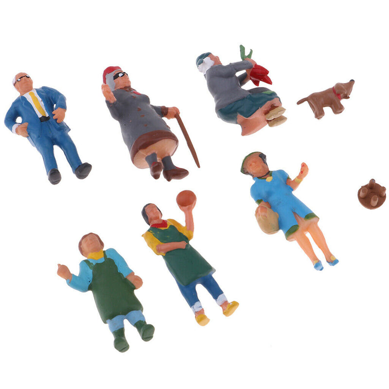 6pcs HO Scale People Miniatures for Sand Table Market Scenery Diorama Layout