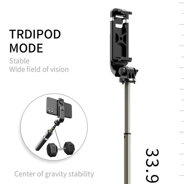 Selfie Stick, All in 1 Portable Selfie Stick Tripod with Bluetooth Remote, for