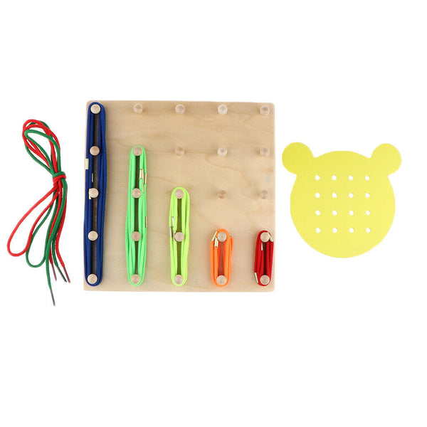 Wooden Geoboard And Lacing Board Set Kids Montessori Learning Toys