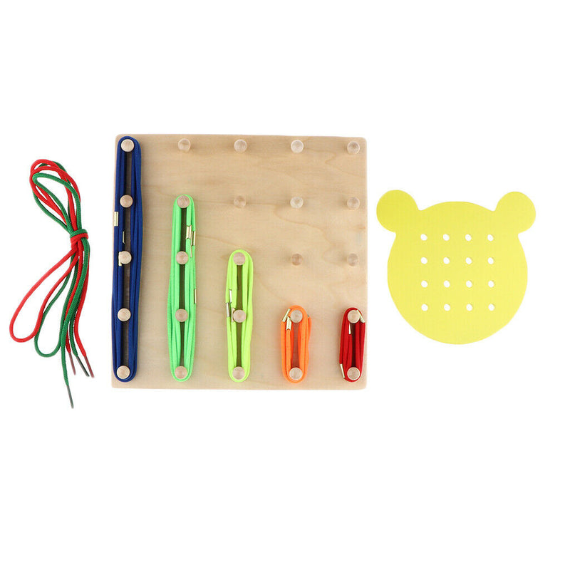 Wooden Geoboard And Lacing Board Set Kids Montessori Learning Toys