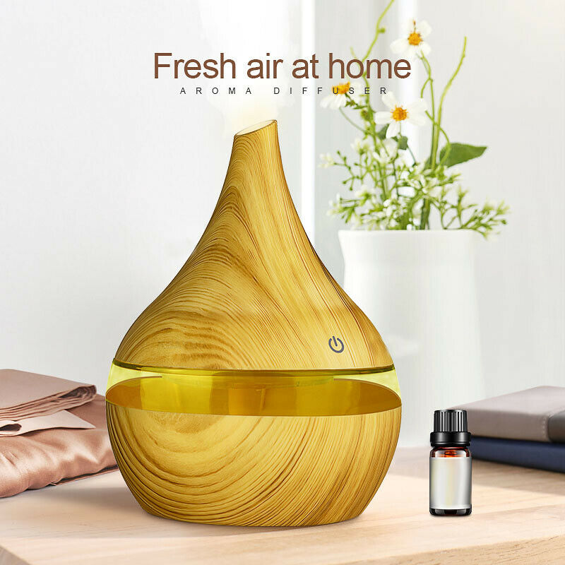 300ml USB Electric Aroma Air Diffuser Wood Ultrasonic Air Humidifier Essent B2X2