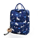 Cute Pony Print Backpack Women Casual Rucksack Girl Schoolbag (Dark Blue)