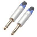Set of 2 6.35mm Stereo Jack Plugs DIY Plugs for Headphones Soldering,