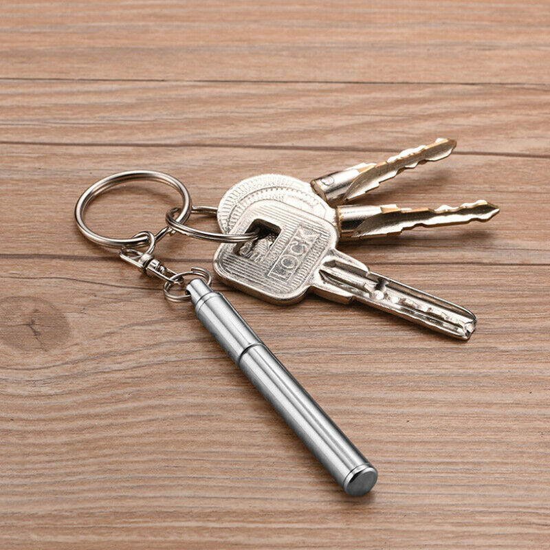 Telescopic Stainless Steel Pen Keyring Keychain Emergency Signature Tool G Bj