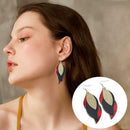 Women Leaf Teardrop Leather Earrings Ear Stud Hook Drop Dangle Jewelry Gift