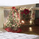 Christmas Tree Snowy Sky Wall Art Hanging Tapestry Dorm Bedspread Decor H