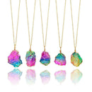Rainbow Stone Crystal Quartz Chakra Rock Healing Pendant Necklace-Gift