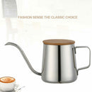 Hand Drip Wood Lid Coffee Pot Narrow Spout Stainless Steel Pour Over Restaurant