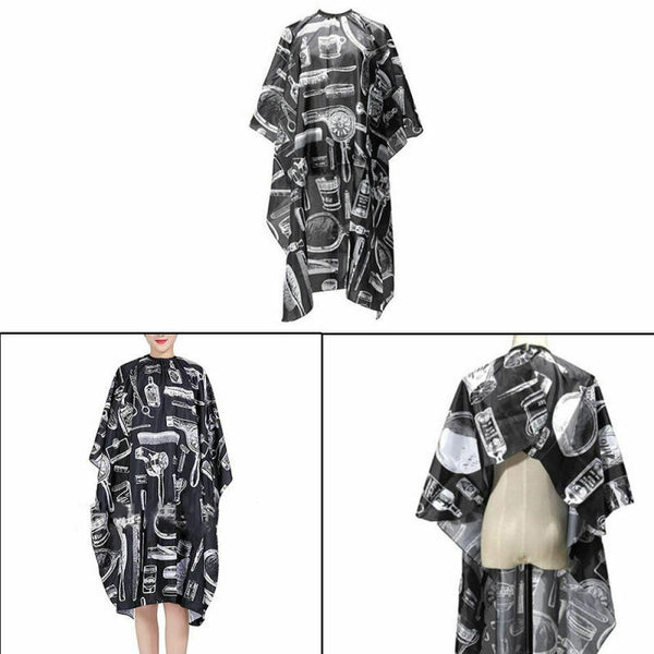Black Hairdressing Gown Cape Hair-Cut Salon Barber Nylon Cloth Wrap Prote FKT