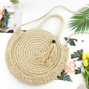 Round Fringed Straw Bag Shoulder Versatile Casual Handbags Paper Rope Woven