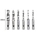 6pcs/set Hex Shank HSS Metric Right Hand Screw Thread Tap Taper Drill Bits