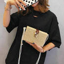 Summer Beach Handbags Women Messenger Bags Square Straw Hand Woven Ladies C