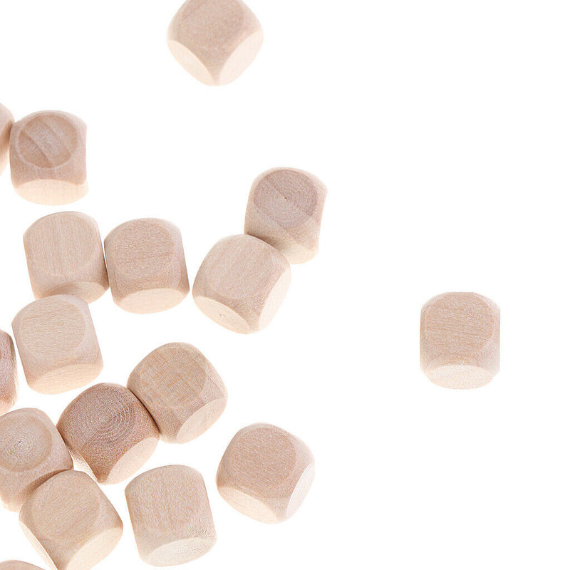 100pcs Wooden D6 DIY Rounded Corner Dice Set for Board Card Game Props 1cm