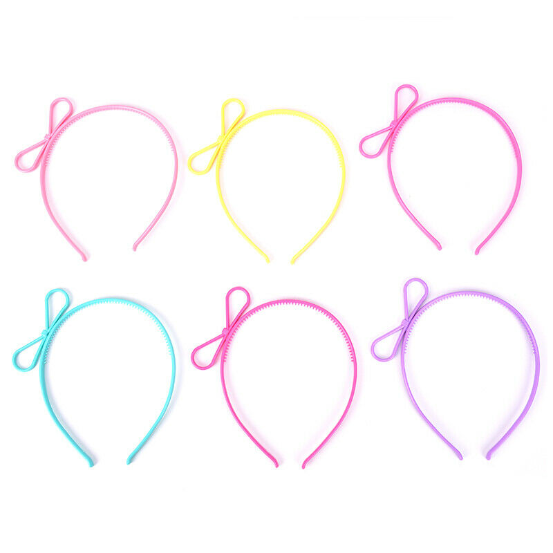6x Child Stretchy Plastic Headband Candy Color BowknotTiara Hair Hoop Pa g Nw