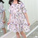Fashion Children'S Clothing Girls Dress Floral Short-Sleeved Chiffon Prince