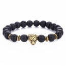 Natural weathering /volcanic/azurite agate Stone Beads leopard Head Bracelet Top
