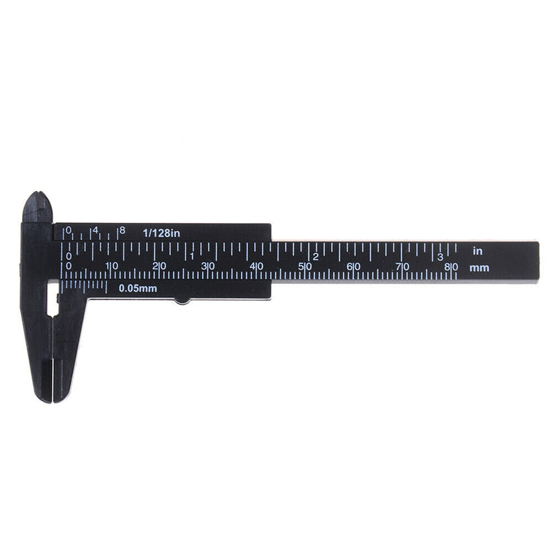 1x Mini sliding vernier caliper plastic measure ruler gauge double scale 80mm Cy