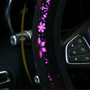 1pc 37-38CM Fashion Auto Car Steering Wheel Cover Purple Flower For Women Girls