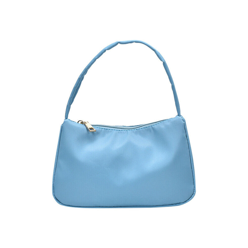 Nylon Casual Women Handbag Tote Female Solid Underarm Shoulder Bag (Blue)