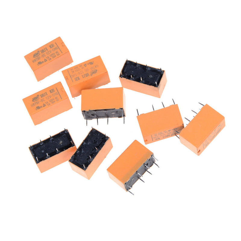10Pcs hk19f-dc12v-shg dc 12v coil dpdt 8pin pcb realplay power relay S Ew