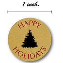 Christmas Stickers Roll 500pcs Adhesive Labels Kraft Paper with Xmas Tree,