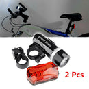 2x Bike Light Head + Rear Safety Alarm Set Bicycle Cycle White Beam 5 LED LamLJ