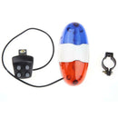 6 LED Bike Police Front Light Warning Siren Cycling Electric Horn Bell
