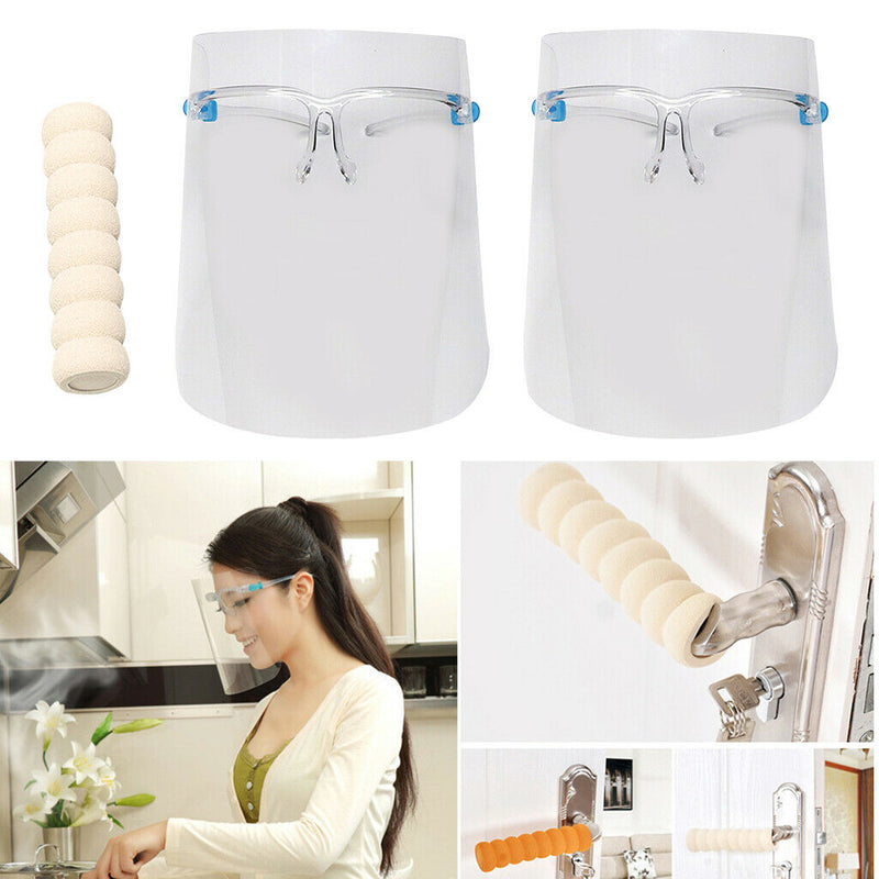 2 Pieces Elastic Full Face Shield Guard Goggles Visor Hat Anti Splash Saliva