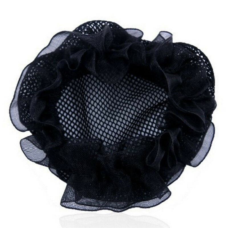 2PCs Women Ballet Dance Skating Snoods Hair Net Bun Cover Black Nylon Material Z