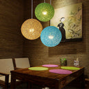 2x 20cm Rattan Woven Ball Pendant Lampshade Hanging Ceiling Green & Blue Lamp