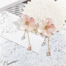 Women Acrylic Flower Dangle Earrings Petals Crystal Tassel Drop Earrings Jewelry
