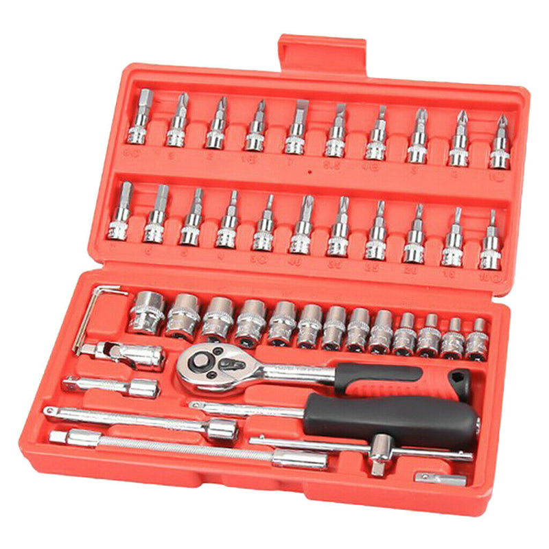 46-Piece 1/4-Inch 6.3mm Car Auto Automobile Repair Tool Ratchet Wrench Drive